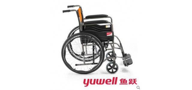 鱼跃手动轮椅车H050型家用全钢管加固可折叠便携